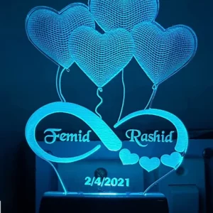 4 hearts 3d illusion lamp